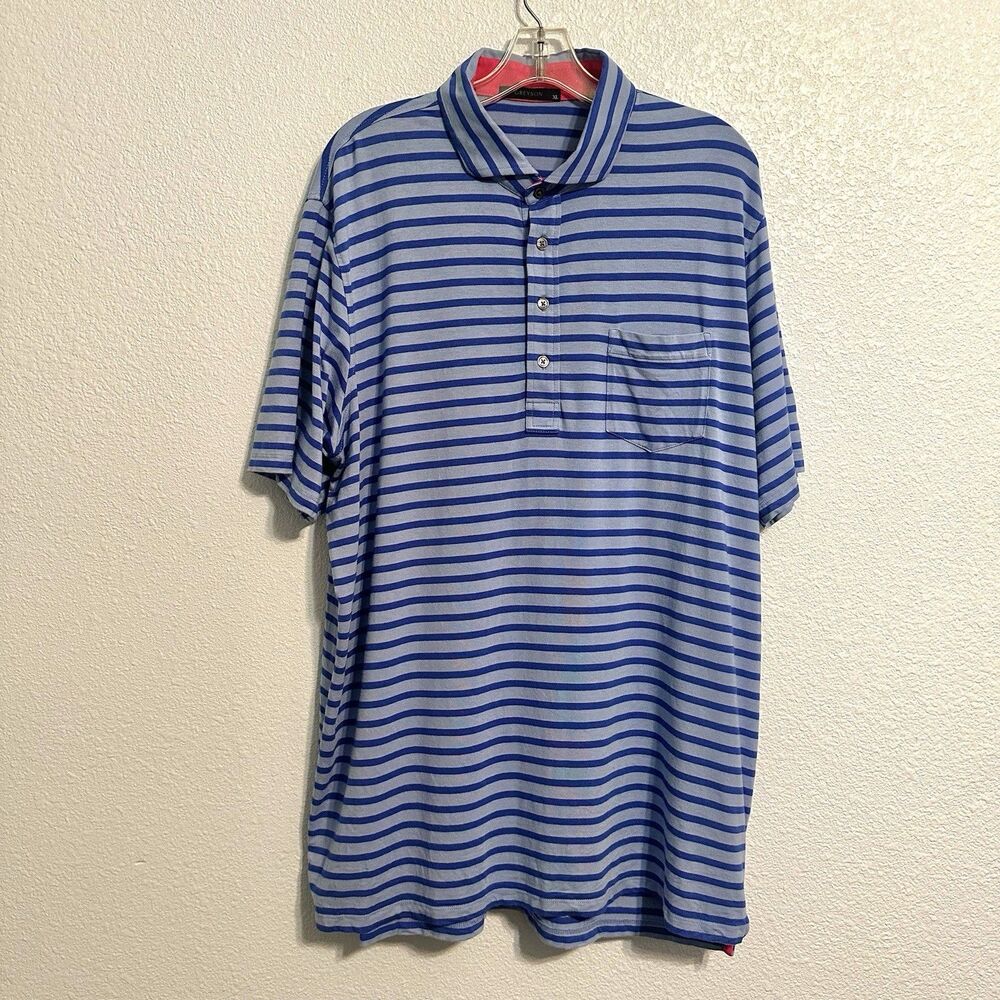 Greyson Shirt Men’s Size XL Blue Striped Performance Golf Polo Shirt Activewear